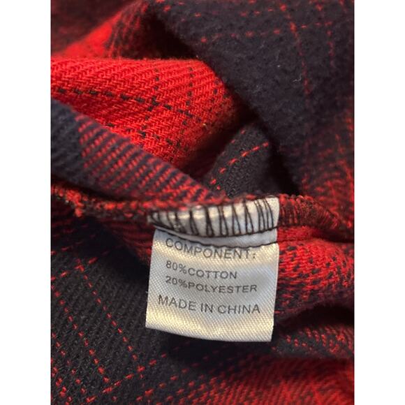 GUC Aimehonpe Boy's Red/Black Plaid Hoodie Flannel Shirt With Gray Hood Sz XL - Picture 4 of 5